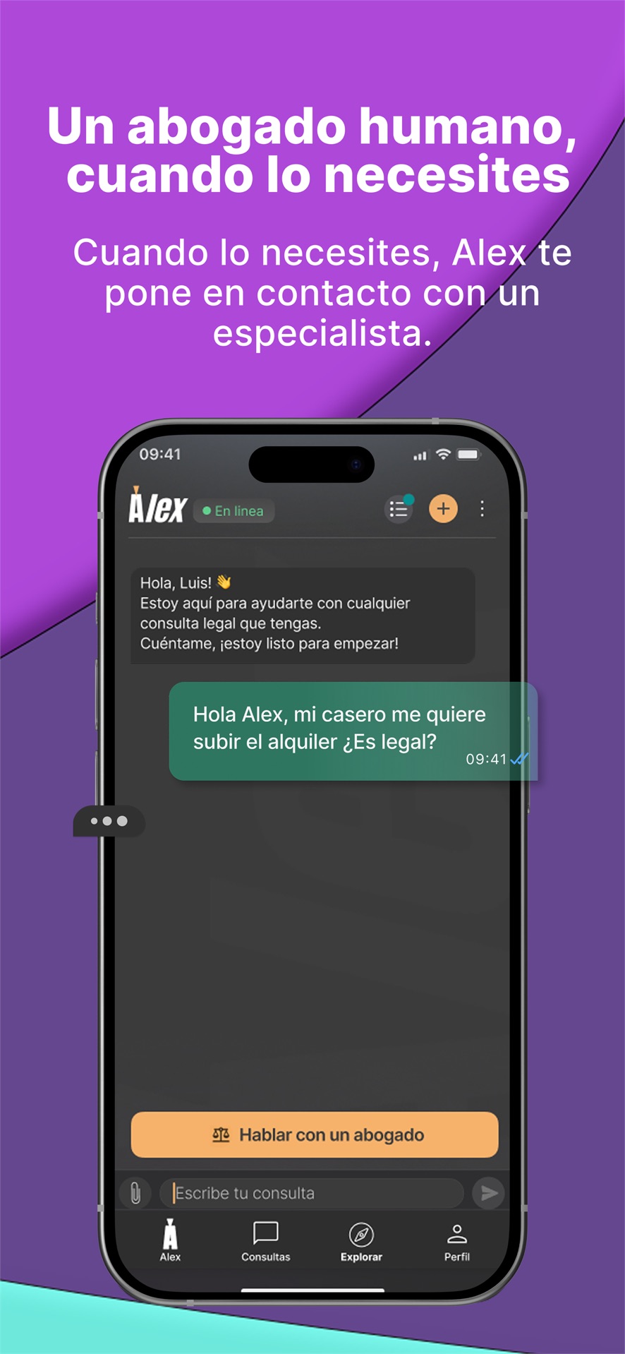 Chat de Alex, el asistente de Legálitas, con una consulta sobre el alquiler
